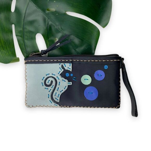 Handmade Deco Art Cat Wristlet Wallet | Coin Purse - Picture 1 of 7